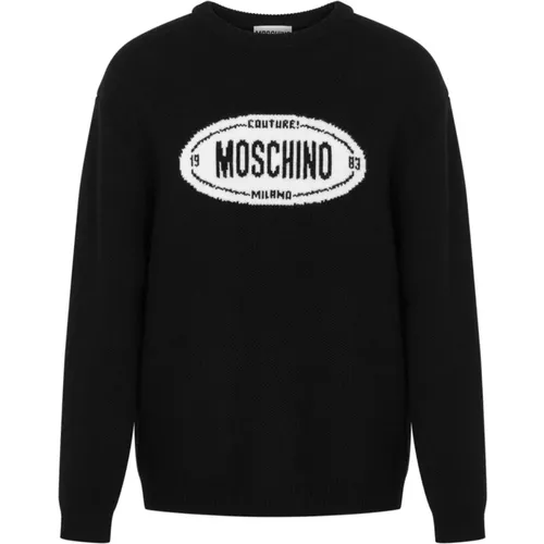 Schwarzer Logo Pullover Rippstrick , Herren, Größe: L - Moschino - Modalova