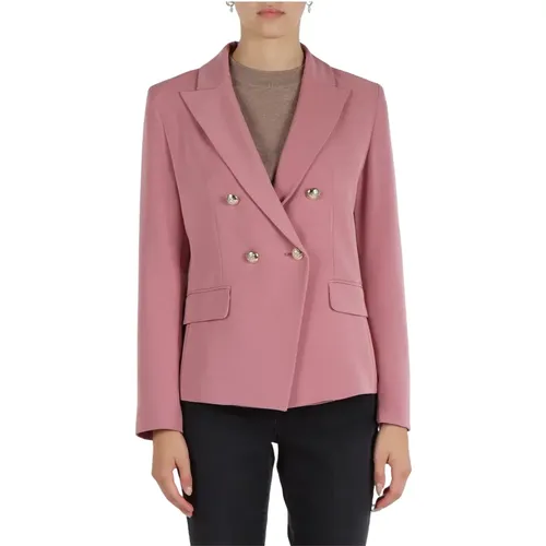 Doppelreihiger Twill-Blazer mit Stretch , Damen, Größe: XL - EMME DI MARELLA - Modalova