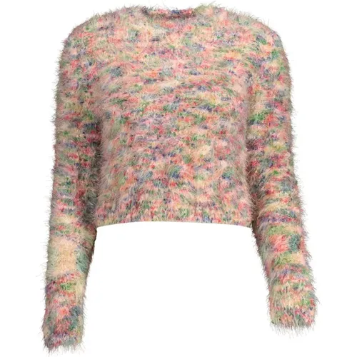 Rosa Baumwollpullover mit Kontrastdetails , Damen, Größe: L - Desigual - Modalova