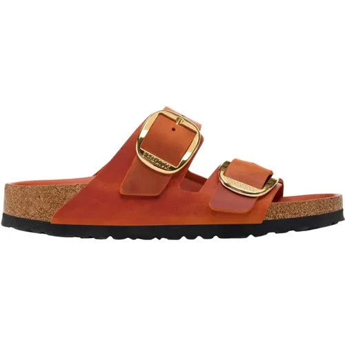 Verbrannter Orangener Ledersandal , Damen, Größe: 38 EU - Birkenstock - Modalova