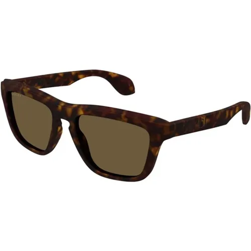 Braune Havana Sonnenbrille Gg1571S 002 , Herren, Größe: 55 MM - Gucci - Modalova