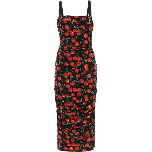 Midi-Kleid mit Kirschendruck - Dolce & Gabbana - Modalova