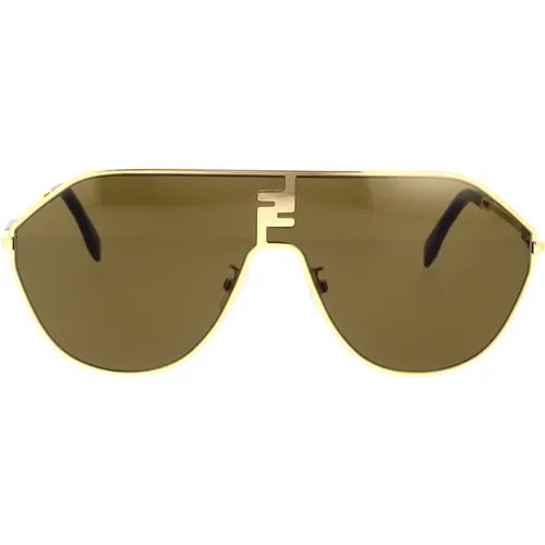 Glamouröse geometrische Sonnenbrille mit goldfarbenem Rahmen , unisex, Größe: 65 MM - Fendi - Modalova
