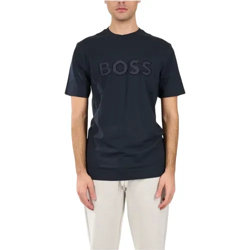 Baumwoll T-Shirt mit Frontlogo , Herren, Größe: M - Hugo Boss - Modalova