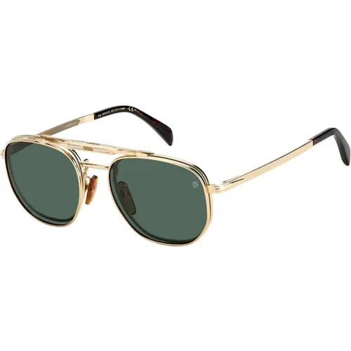 Gold Havana/Green Clip-On Sunglasses , male, Sizes: 52 MM - Eyewear by David Beckham - Modalova