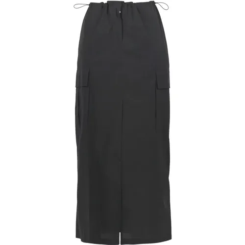 Cotton Midi Skirt with Side Pockets and Front Zip , female, Sizes: XS, M, 2XS - Ottod'Ame - Modalova