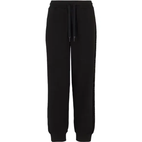 Schwarze Jogger-Hose aus Bio-Baumwolle , Damen, Größe: M - Emporio Armani EA7 - Modalova