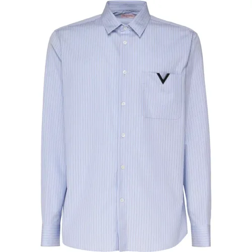 Striped Cotton Shirt with V-Shaped Pocket , male, Sizes: 2XL - Valentino Garavani - Modalova