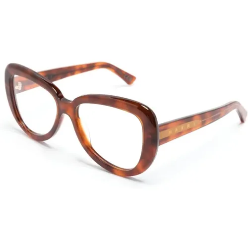 Braun Havana Optische Brille , Damen, Größe: 55 MM - Marni - Modalova