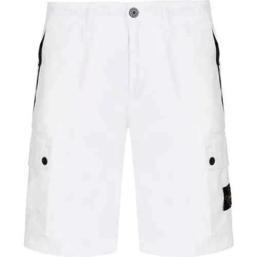 Weiße Bermuda-Shorts aus Baumwolle - Stone Island - Modalova