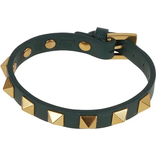 Leather Studded Bracelet (8x8mm) , male, Sizes: ONE SIZE - Valentino Garavani - Modalova