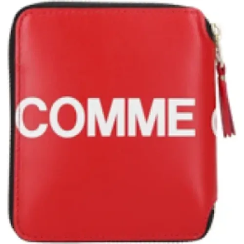 Klassische Rote Lederbrieftasche mit Reißverschluss - Comme des Garçons - Modalova