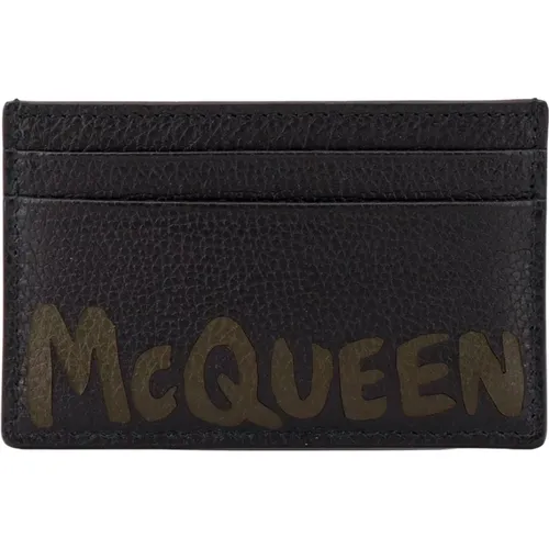 Leather Card Holder with Compartments , male, Sizes: ONE SIZE - alexander mcqueen - Modalova