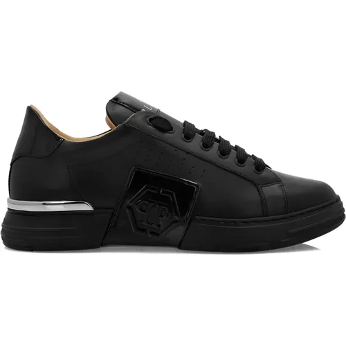 Schwarze flache Schuhe Phantom Kicks , Herren, Größe: 44 EU - Philipp Plein - Modalova