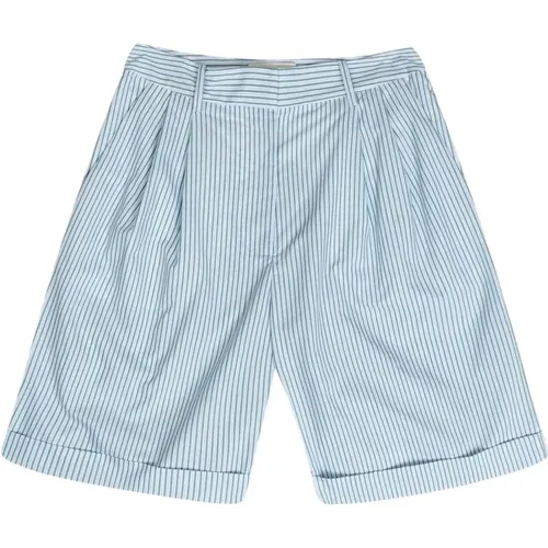 Pinstripe Shorts with Fold and Pleats , female, Sizes: L, M, XS, S - Munthe - Modalova