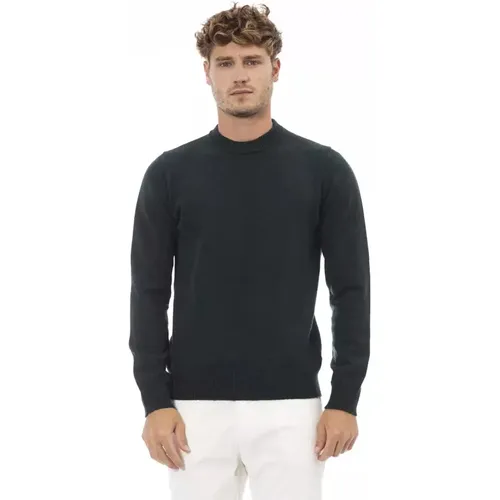 Grüner Wollpullover mit Rundhalsausschnitt , Herren, Größe: XL - Alpha Studio - Modalova