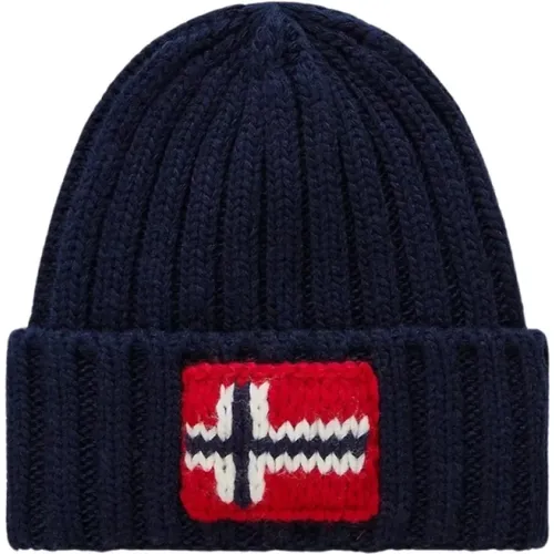 Ribbed Beanie with Pompon , male, Sizes: ONE SIZE - Napapijri - Modalova