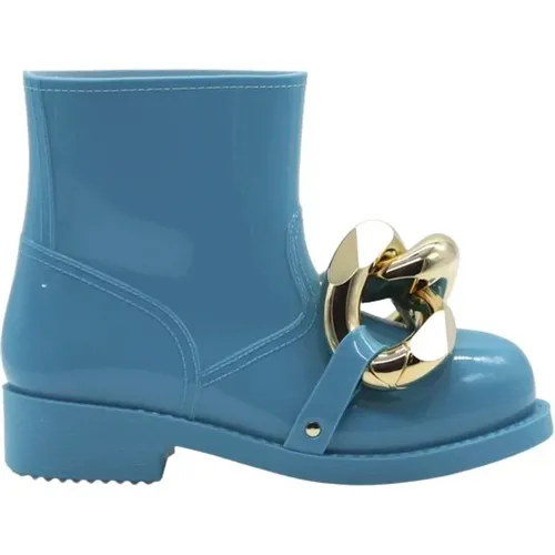 Turquoise Rubber Ankle Boots with Chain Detail , female, Sizes: 5 UK - JW Anderson - Modalova
