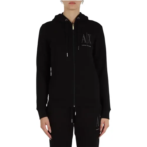 Hoodie mit Reißverschluss aus Baumwollfleece - Armani Exchange - Modalova