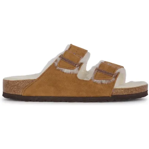 Shearling Suede Leather/Fur Sandals , female, Sizes: 8 UK, 4 UK - Birkenstock - Modalova