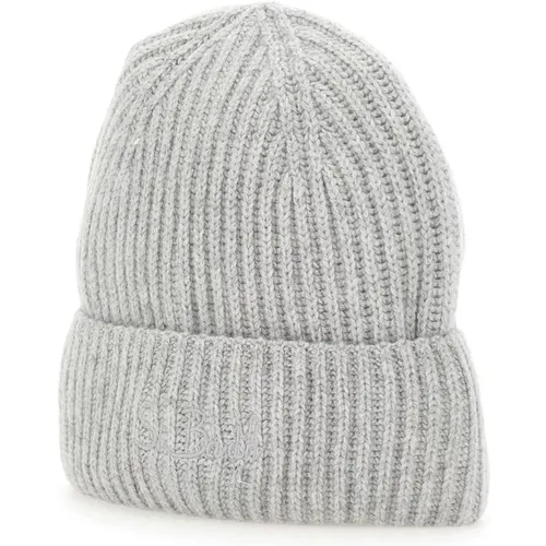 Grey Wool Cashmere Ribbed Cap , female, Sizes: ONE SIZE - MC2 Saint Barth - Modalova