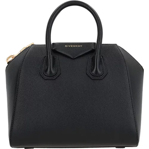 Schwarze Leder-Schultertasche mit goldenen Details,Schwarze Taschen für Frauen - Givenchy - Modalova