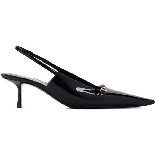 Schwarze Lackleder Slingback Pumps , Damen, Größe: 39 EU - Saint Laurent - Modalova