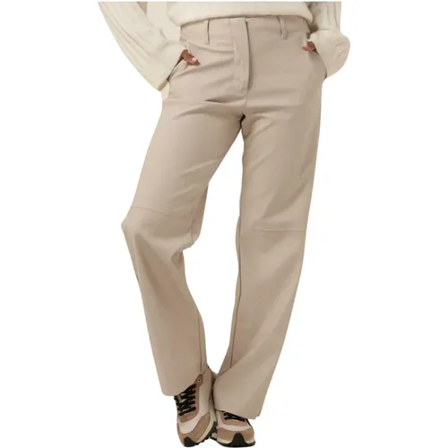 Naomi Pant Lederlook Weite Hose , Damen, Größe: L - Knit-ted - Modalova