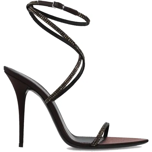 Crystal Almond Toe Sandals , female, Sizes: 5 1/2 UK, 6 UK - Saint Laurent - Modalova