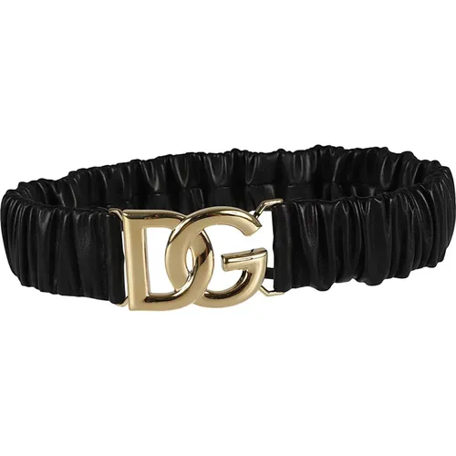 Logo-Buckle Leather Belt , female, Sizes: 80 CM - Dolce & Gabbana - Modalova