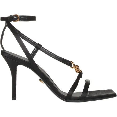 Satin Sandals with Medusa Detail , female, Sizes: 7 UK, 6 UK, 3 UK, 4 1/2 UK - Versace - Modalova