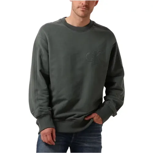 Herren Applique Crew Neck Pullover , Herren, Größe: L - Calvin Klein - Modalova