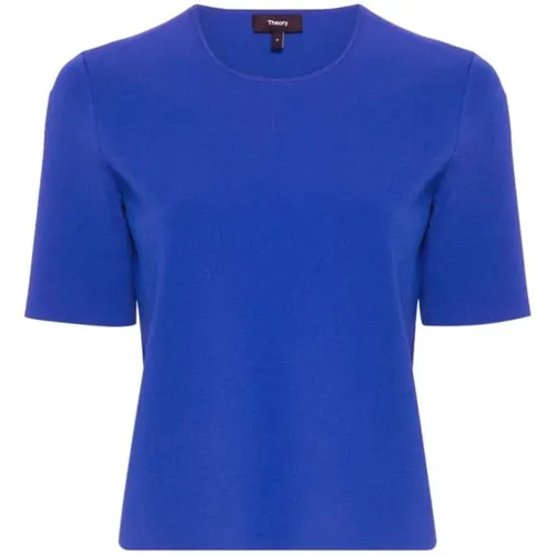 Elektrisch Blaues Scuba T-Shirt , Damen, Größe: S - Theory - Modalova