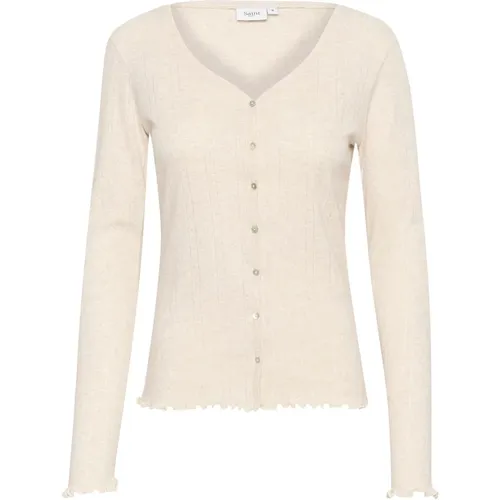 Grauer Melange Cardigan Top , Damen, Größe: XS - Saint Tropez - Modalova