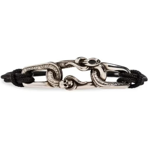 Schlangenmotiv Totenkopfverschluss Schwarzer Schmuck , Herren, Größe: M - alexander mcqueen - Modalova