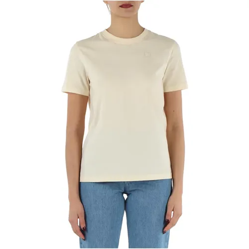 Baumwoll T-Shirt mit Front Logo Patch , Damen, Größe: M - Calvin Klein Jeans - Modalova