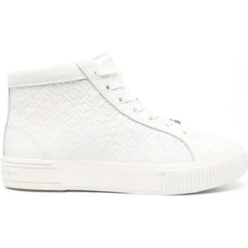 Leather High Top Sneakers , female, Sizes: 5 UK, 3 UK, 6 UK, 8 UK - Tommy Hilfiger - Modalova