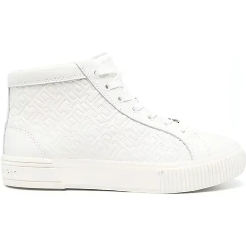 Leather High Top Sneakers , female, Sizes: 6 UK - Tommy Hilfiger - Modalova