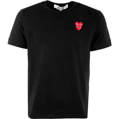 Logo Patch T-Shirt mit Rundhalsausschnitt , Herren, Größe: L - Comme des Garçons Play - Modalova