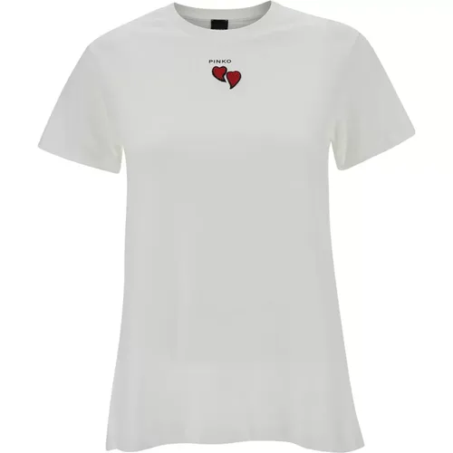 Weiße Trapani T-Shirt Jersey , Damen, Größe: M - pinko - Modalova