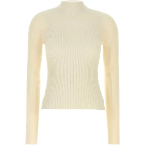 Ivory Baumwollmischung Pullover , Damen, Größe: S - Courrèges - Modalova