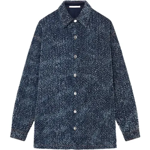 Navy Bouclé Shirt , female, Sizes: XS, S - Stella Mccartney - Modalova