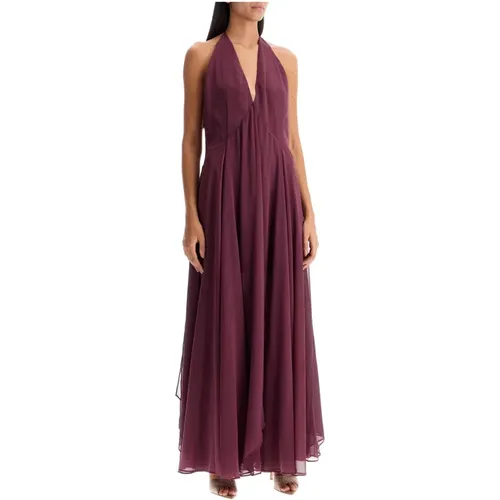 Backless Chiffon Dress with Flared Skirt , female, Sizes: S - Rotate Birger Christensen - Modalova