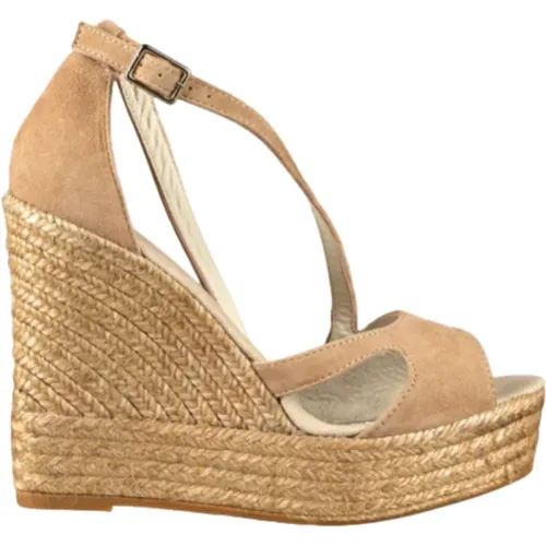 Braune Offene Zehen Keilsandalen - Espadrilles - Modalova