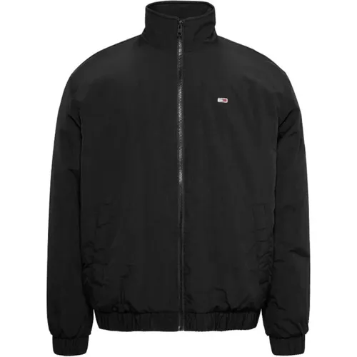 Schwarze Gepolsterte Jacke mit Stehkragen , Herren, Größe: L - Tommy Hilfiger - Modalova