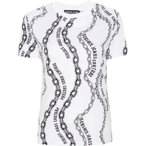 Weißes T-Shirt für Frauen , Damen, Größe: 2XS - Versace Jeans Couture - Modalova