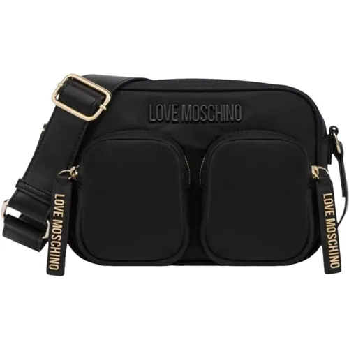 Schwarze Textil-Schultertasche für Frauen - Moschino - Modalova