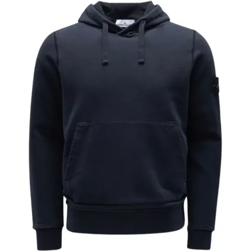 Blaue Kapuzenpullover aus Baumwollfleece , Herren, Größe: M - Stone Island - Modalova