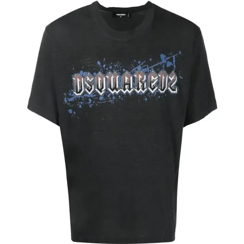 Grafisches Baumwoll T-Shirt , Herren, Größe: S - Dsquared2 - Modalova