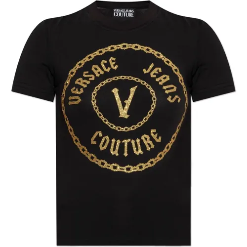 T-Shirt mit Logo , Damen, Größe: S - Versace Jeans Couture - Modalova